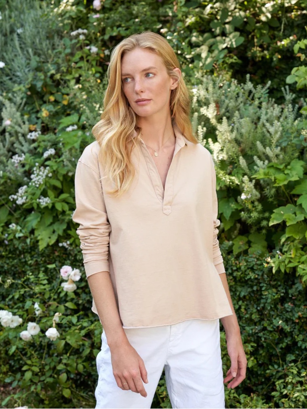 Frank & Eileen PATRICK Popover Henley Vintage Jersey Size Small Sand